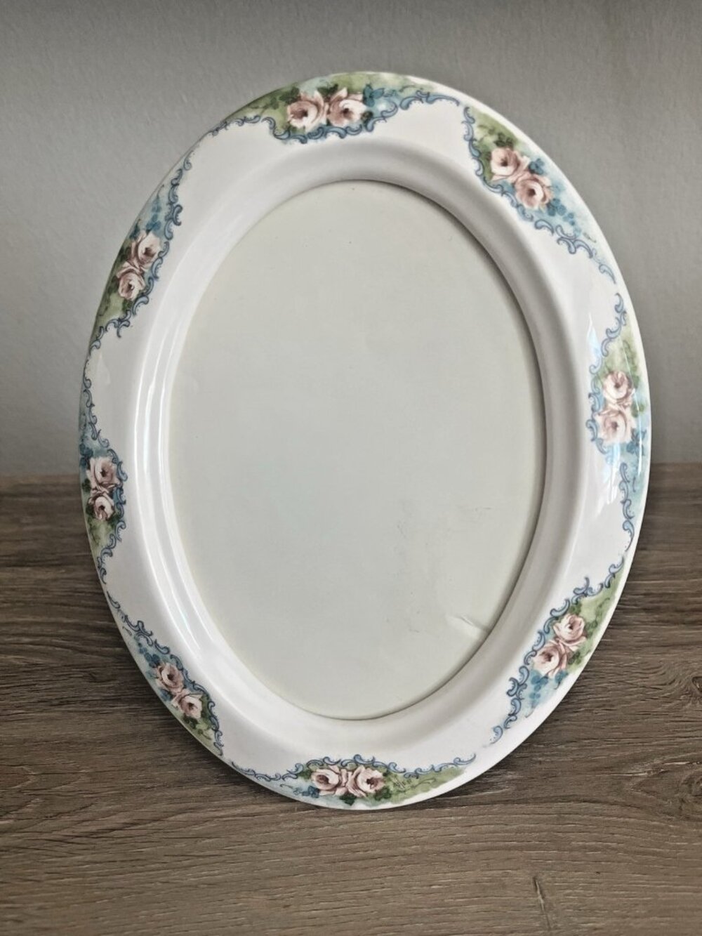 Vtg Terragrafics Ceramic Floral Oval Picture Frame Cottagecore Victorian 9"x7"